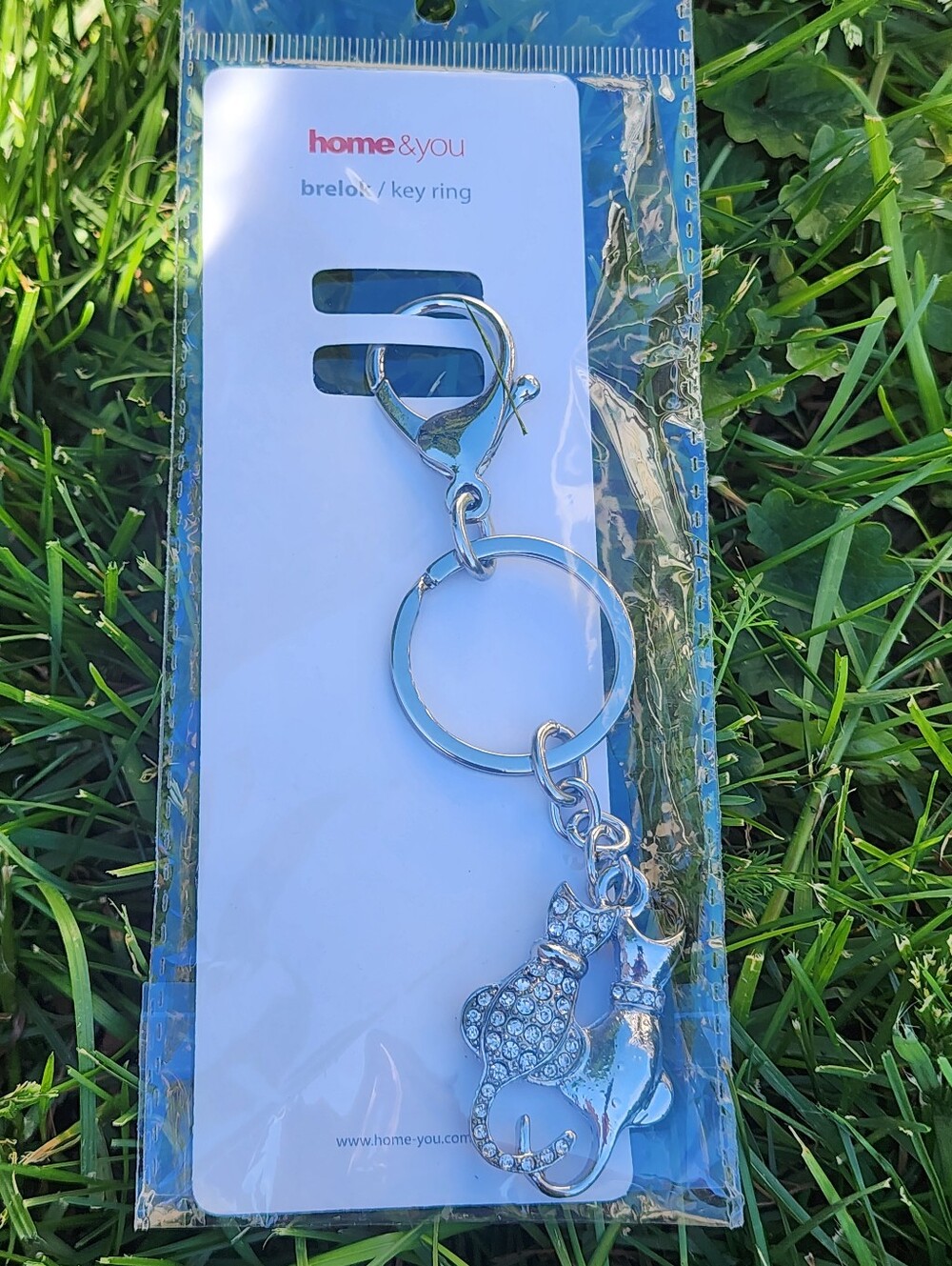 NWT Silver Embellished Kitty Cat Key Chain/bag Charm From Poland